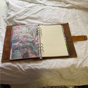 Leather Ring Binder Journal Organizer - Brown
